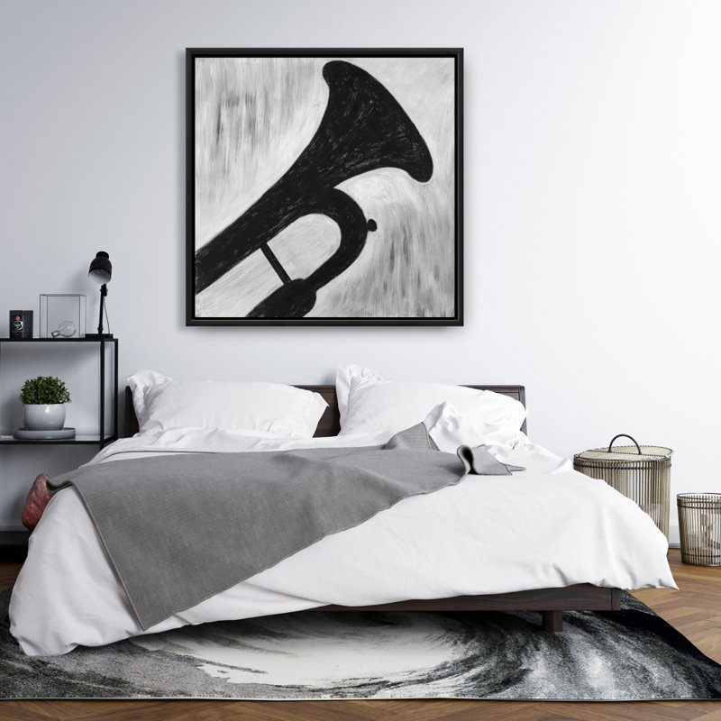 Silhouette d'une trompette, reproduction sur toile, H 36 po x l 36 po