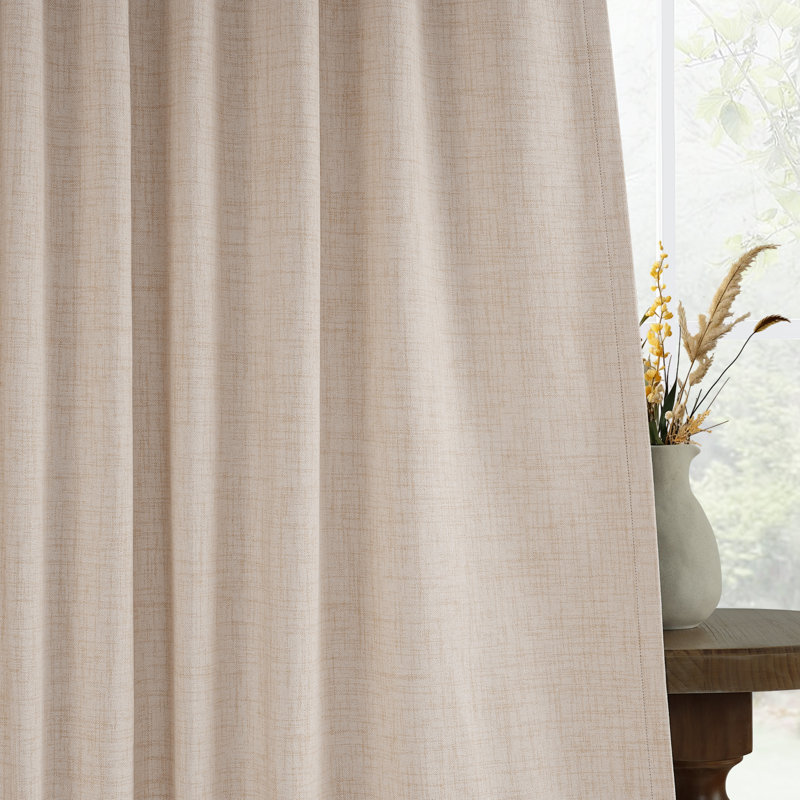100% Blackout Curtains 50 Inch Faux Linen Thermal Insulated Blackout Drapes For Bedroom Window (Set Of 2 Panels), Oatmeal