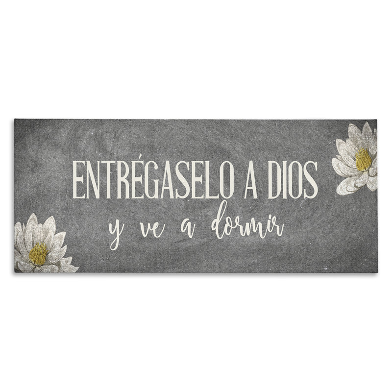 "Entrégaselo a Dios y Descansa", art mural sur toile par Kim Allen, H 10 po x l 24 po