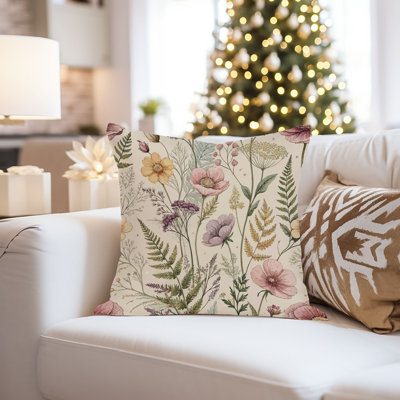 Botanical Wildflowers Floral Botanical Pattern III Cottage Throw Pillow Cover
