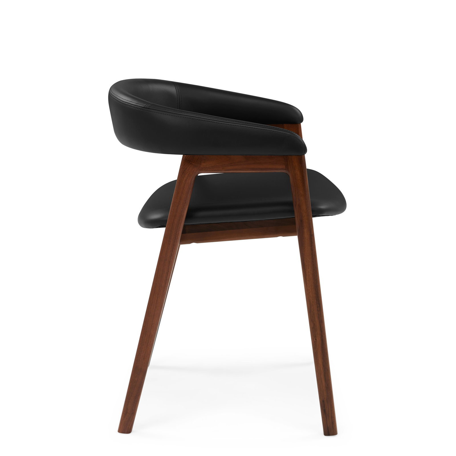 Mads 19.2'' H Genuine Leather Upholstered Armchair, Black, Walnut