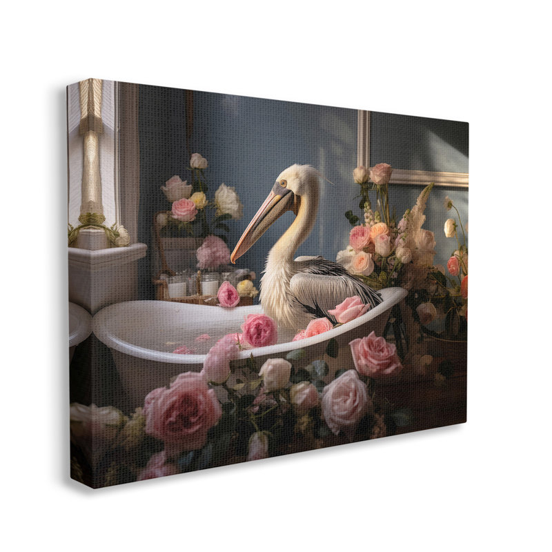 Conception d'art sur toile Pelican In Rose, H 40 po x l 30 po