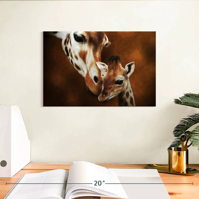 Brampt mère et bébé girafe, H 8 po x l 12 po