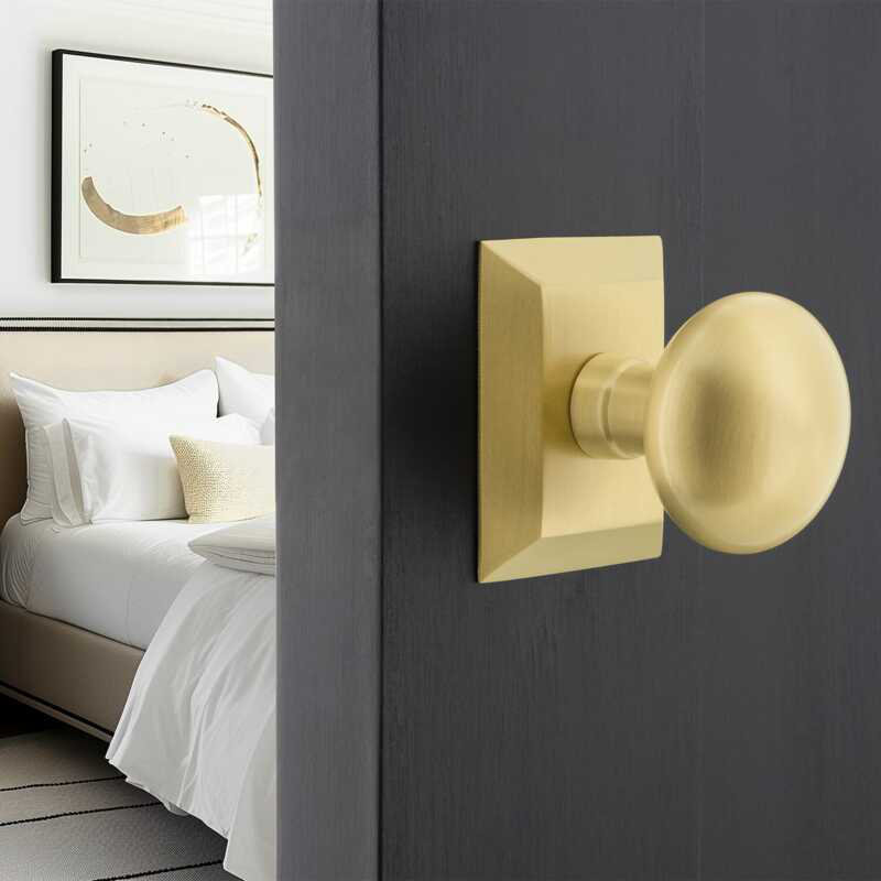Grandeur Fifth Avenue Short Plate Single Dummy with Fifth Avenue Knob, Polished Nickel, Rectangle