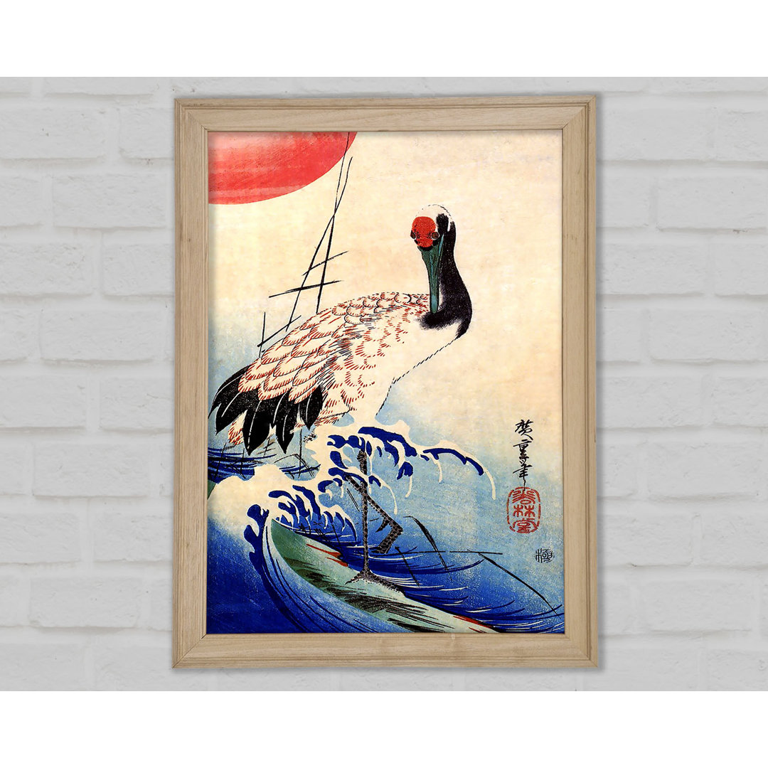 Hiroshige Kranich und aufgehende Sonne - Einzelner Bilderrahmen Kunstdrucke