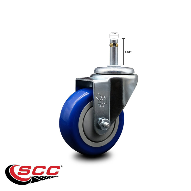 Kingpinless High Temp Swivel Caster, Blue