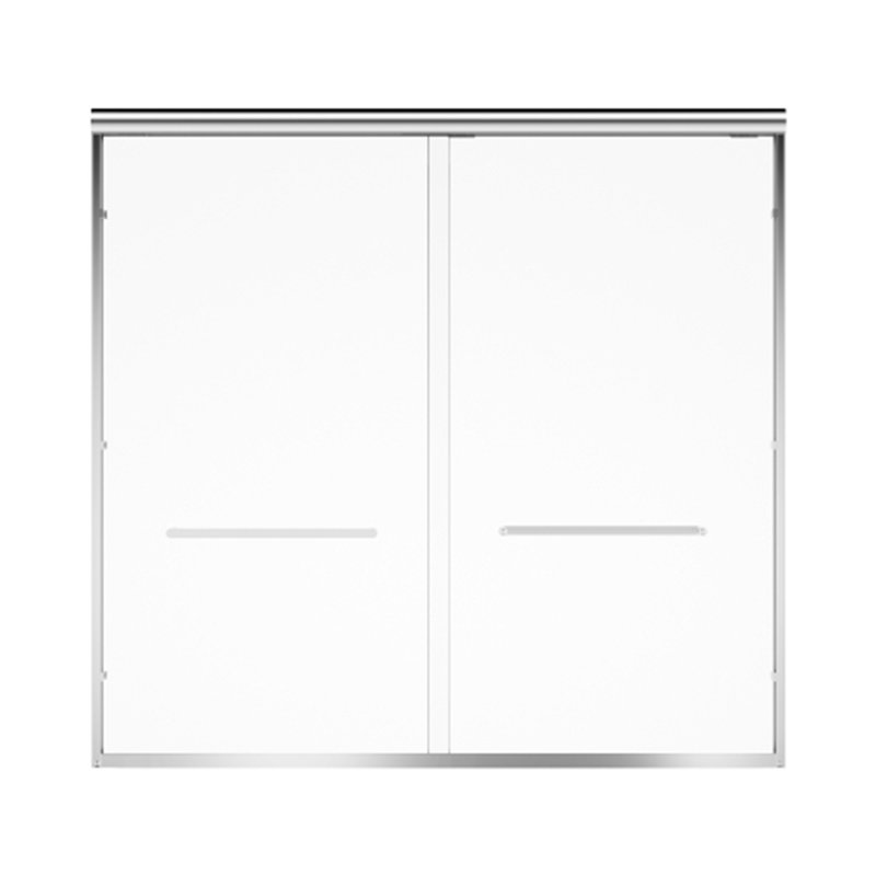 Porte de douche coulissante double en aluminium H 57 po x l 60 po, Chrome chrome