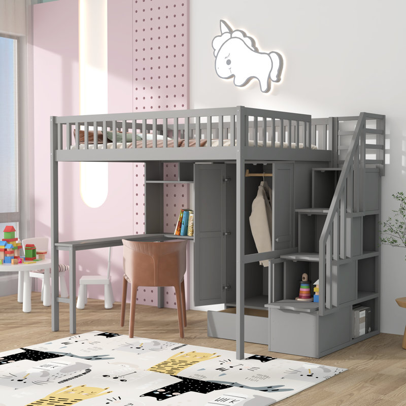 Lit mezzanine double Penington Kids, gris