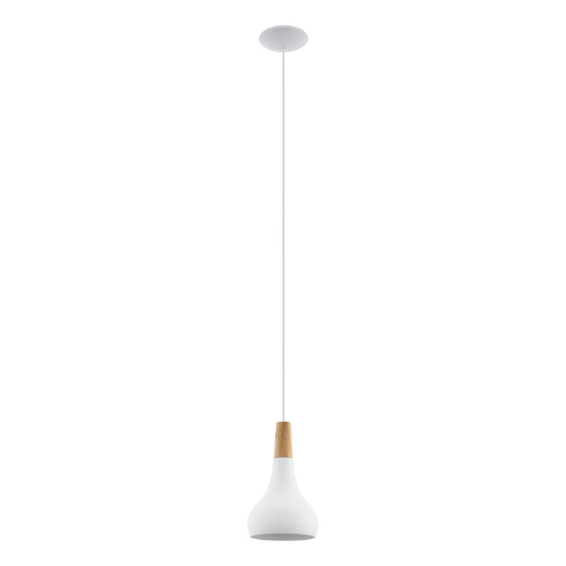 Yonkers 1 - Light Satin Nickel Pendant, White, 110cm H x 18cm W