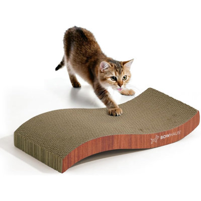 Cat Scratcher Lounger, Reversible Scratcher, Durable & Long-Lasting, Large Cat Scratching Pad, Cat Scratching Board, Scratch Pad for Indoor Cats, Curved, Brown