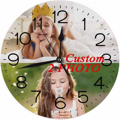Numland-Custom Silent Ticking Round Wall Clock, Easy-To-Read Kitchen/Living Room/Bedroom Decorative Clock,Photo Wall Clock
