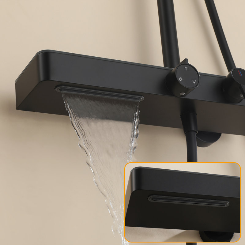 Système de douche complet 10,8 pouces 10 fonctions avec barre coulissante 2,6 gal / min, Noir mat