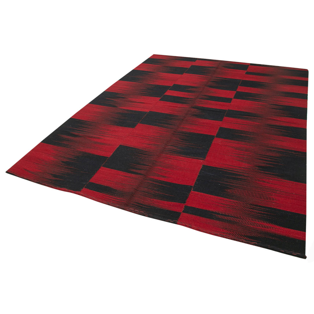 Degrade Kilim Red Striped Wool Handmade Area Rug
