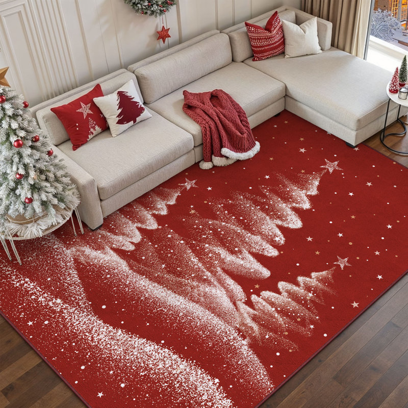 Tapis lavable avec tapis antidérapant Loly Christmas, Rectangle 6 pi x 9 pi