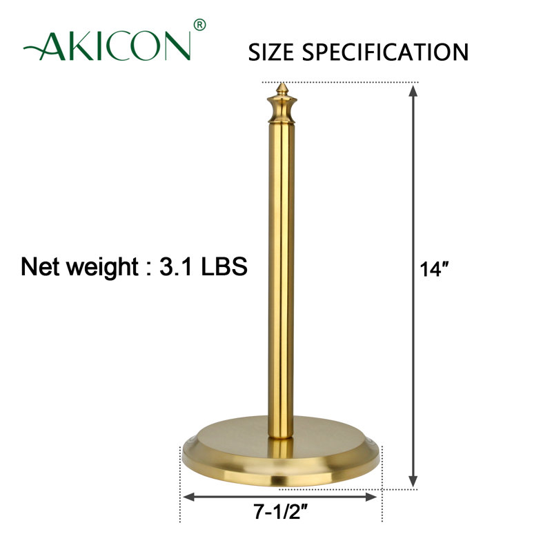 Stainless Steel Paper Towel Holder, Brushed Gold