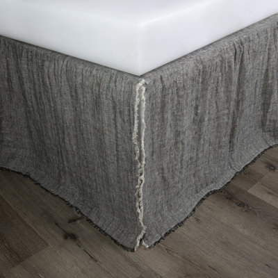 Kent Linen Reversible Bed Skirt, Asphalt/Natural, Twin