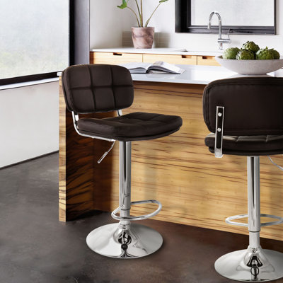 Tabouret de bar réglable en similicuir brun 2 pièces Latitude Run®