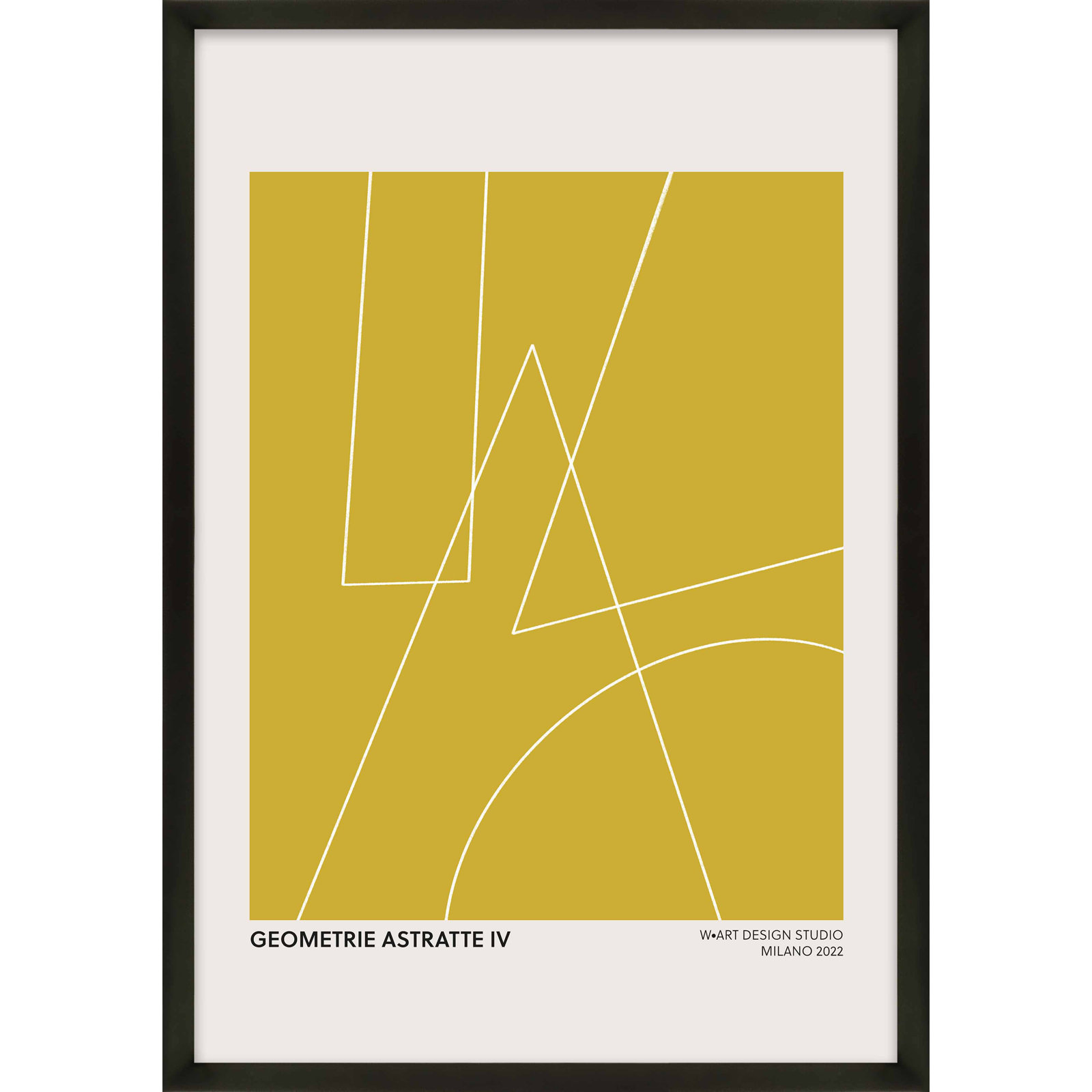 Geometric Abstraction In Yellow by Romina Gadler, Black, 25" H x 17.5" W x 1.25" D