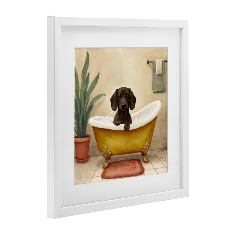 «Bubble Bath Brown», reproduction sous verre encadrée par Kim Allen, H 13 po x l 13 po, Cadre blanc côtier