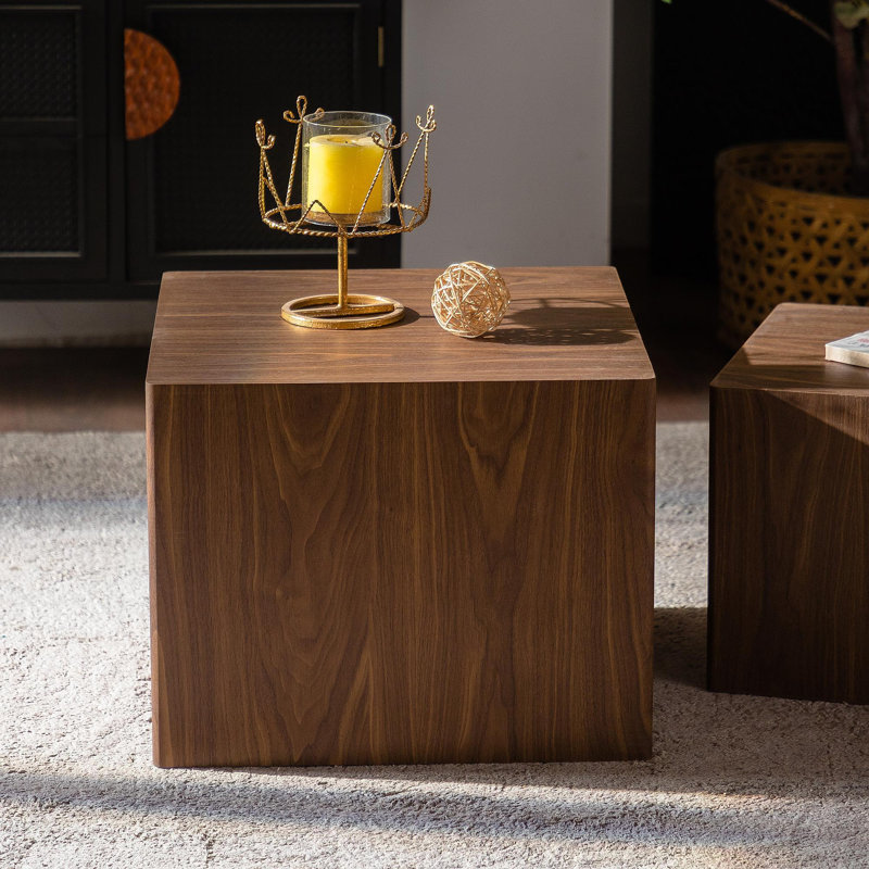 Ensemble de tables basses en MDF imitation bois imitation grain de bois, table d'appoint cubique, ensemble pour petit salon et chambre à coucher, entièrement assemblé