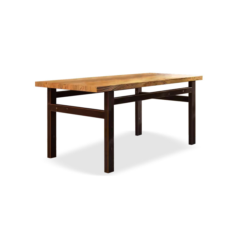 Table de salle à manger rectangulaire, simple et vieillie en orme vieilli, Noir, noir, noir, noir