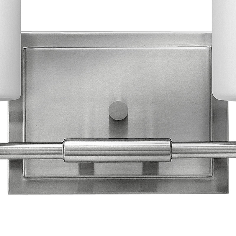 Laurel 2-Light Bath Vanity Fixture with Etched Opal Cylindrical Shades, Brushed Nickel