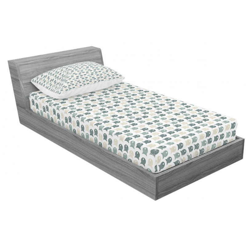 Microfiber Floral Sheet Set, Twin XL Fitted Sheet + 1 Pillowcase, Ambesonne