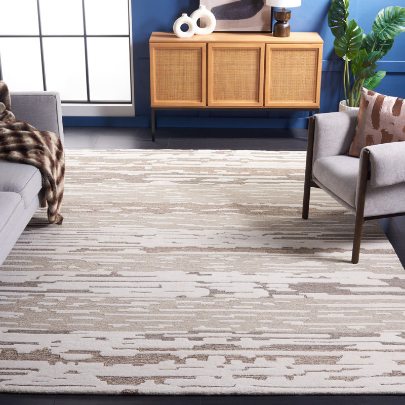 Tapis en laine / coton touffeté à la main Fifth Avenue en brun / beige, Rectangle 6 pi x 9 pi