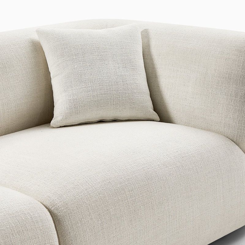 Canapé 88 places 88 pouces à assise profonde avec cadre en bois massif, White Linen