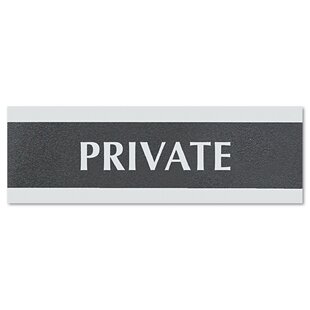 Century Series "Private" Sign, 9w x 1/2d x 3h, Black/Silver                                                                  