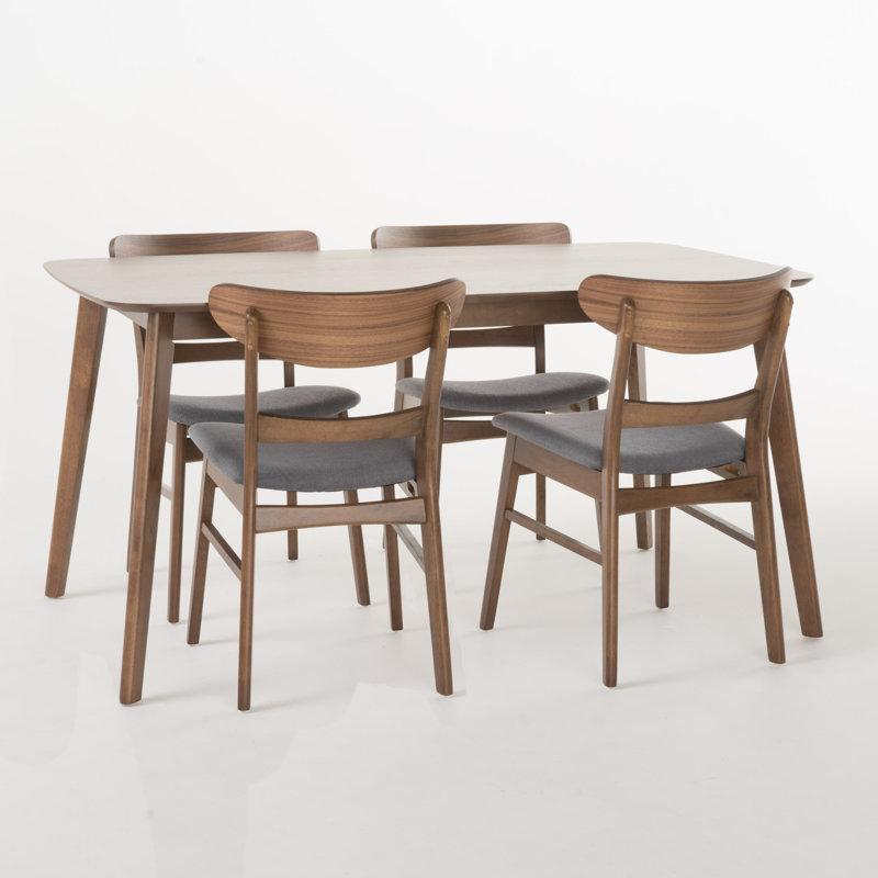 Armgart 4 - Person Four Leg Dining Set, Natural Walnut/Dark Gray