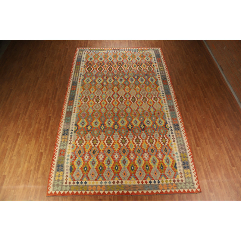 Tapis oriental kilim en laine à tissage plat 10 x 16