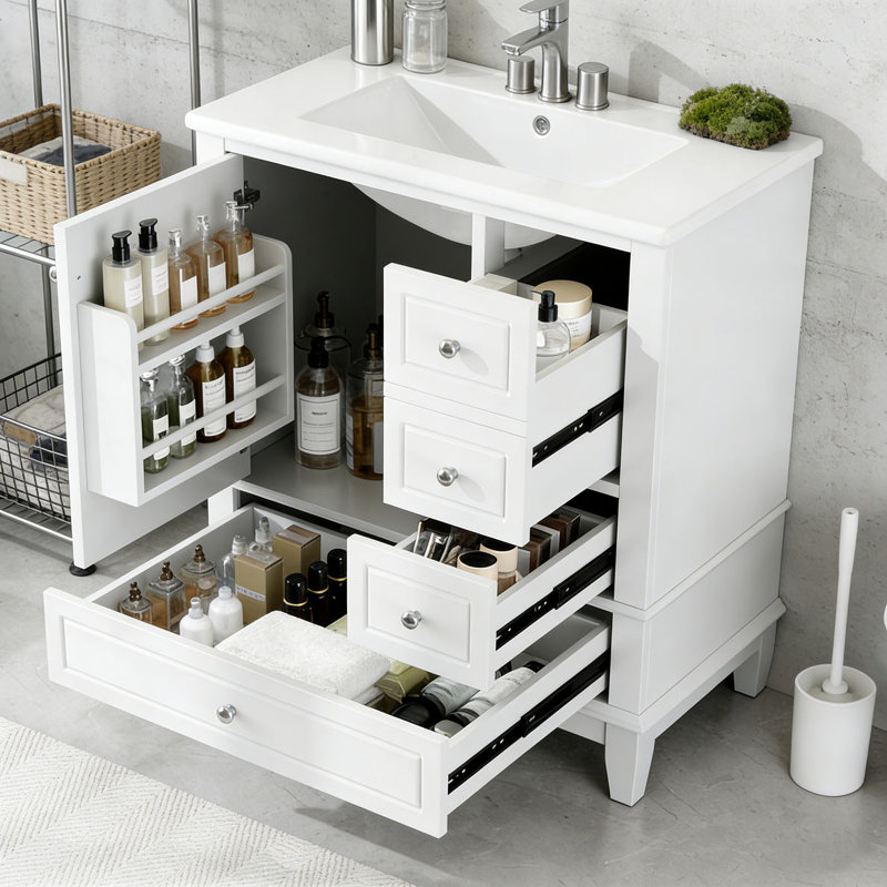 Meuble-lavabo 30 po avec lavabo, Blanc