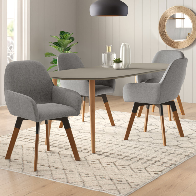 Aroya Linen Swivel Dining Armchair(Set of 4), Gray