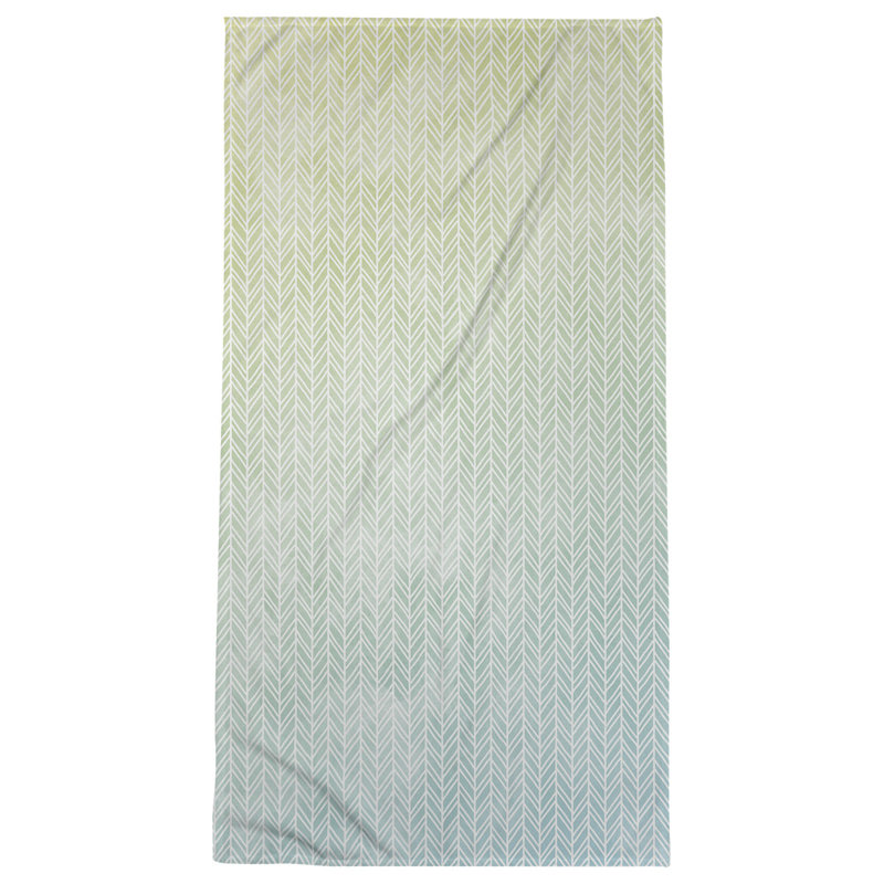 Serviette de bain à chevrons, Bleu/jaune