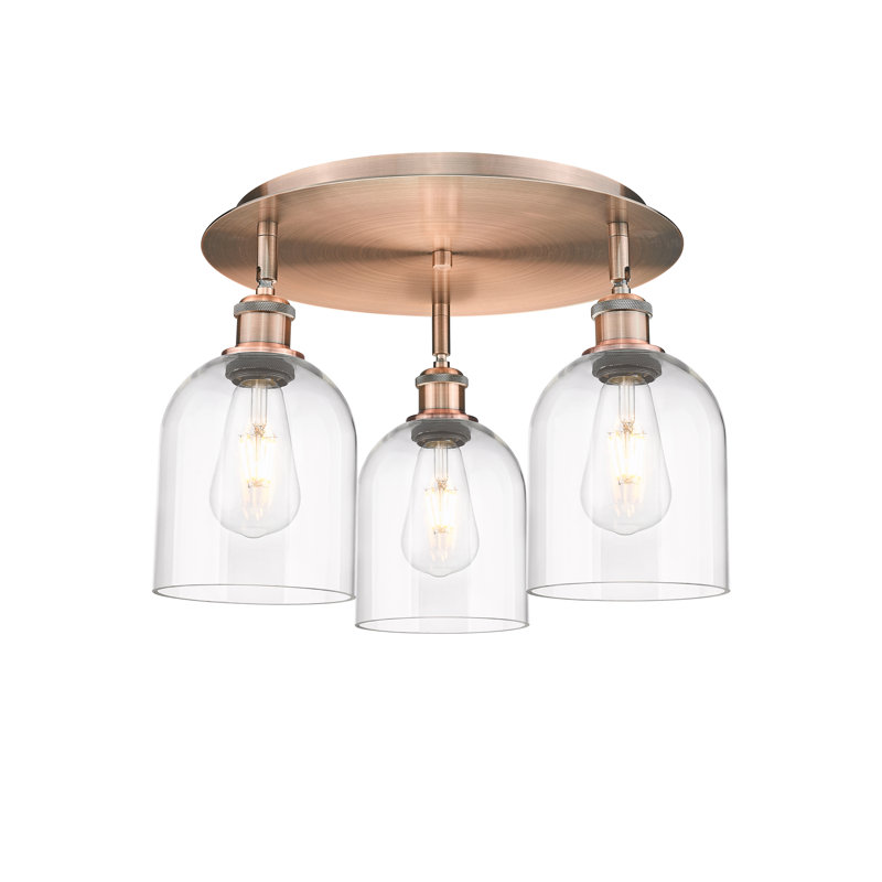 Odaniel Glass Semi Flush Mount, Antique Copper, Clear