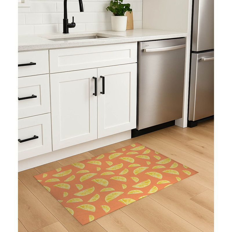 Tapis de cuisine antidérapant Summer Lemon, Orange, Rectangle 5 pi x 7 pi