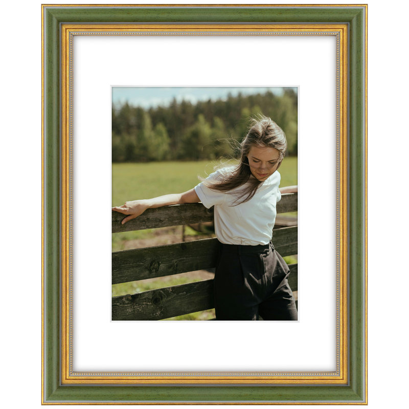 Cadre photo mat, Vert / doré, 8 po x 10 po