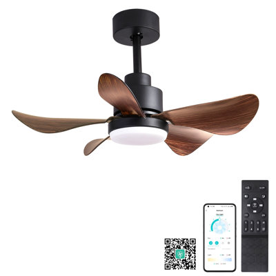 Ventilateurs de plafond 28 'avec lumières et télécommande / contrôle d'appli, ventilateurs de plafond à profil bas avec 5 pales réversibles 3 couleurs à intensité variable et 6 vitesses pour la cuisine de la chambre à coucher