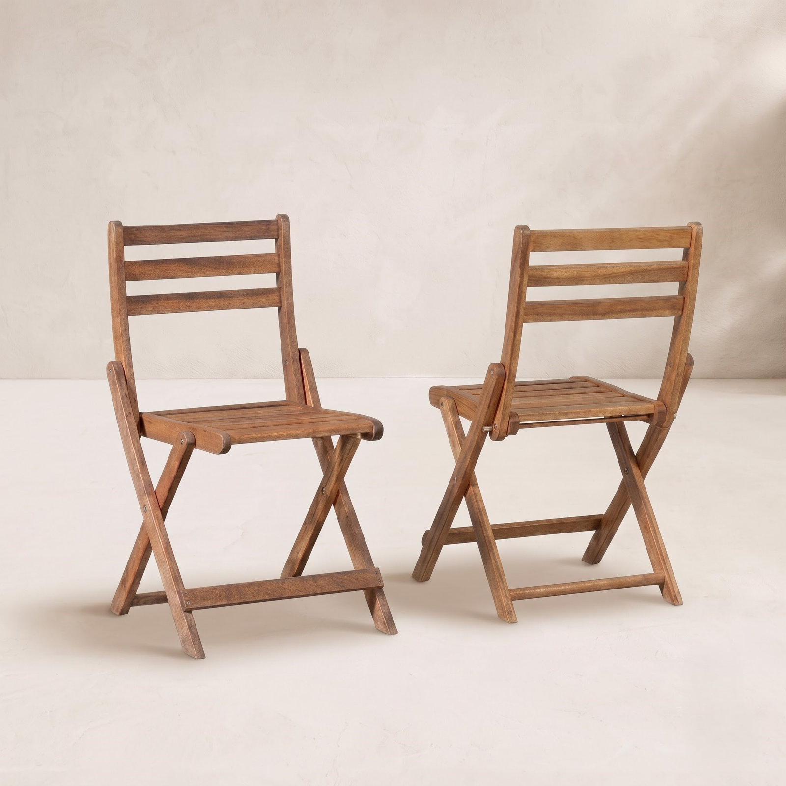 Rosetta Foldable Acacia Patio Side Chair, Natural