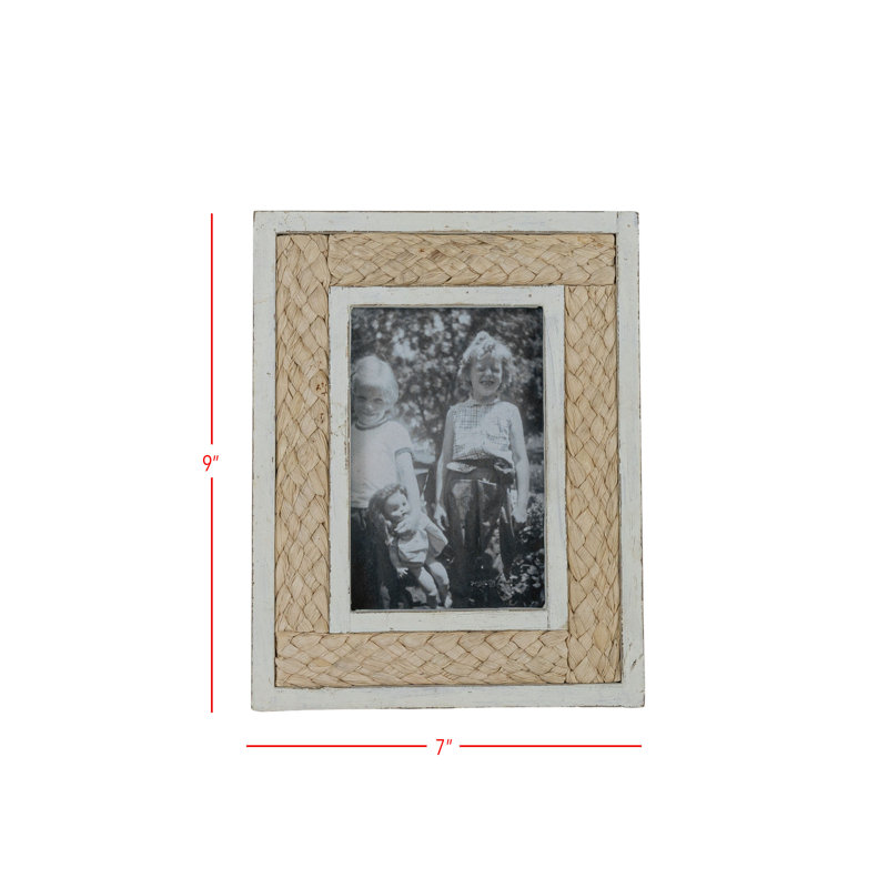 Whitewashed Wood and Reed 4x6 Picture Frame with Glass