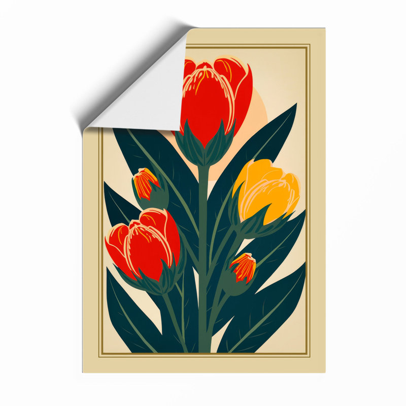 Tulip Triptych Art Deco - Print, Unframed, A2 - 59.4 x 42.0 cm