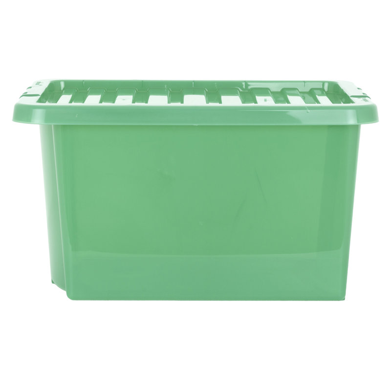 Wham Crystal 28L Plastic Storage Box Pack of 5 Tint Leprechaun green