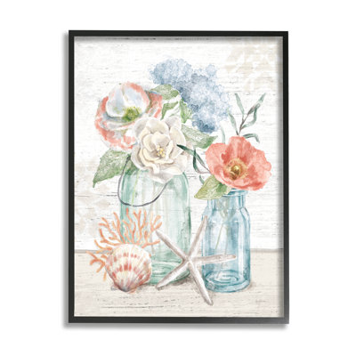 Soothing Spring Florals Beach Jars Nautical Still Life by Mary Urban - Painting on Canvas