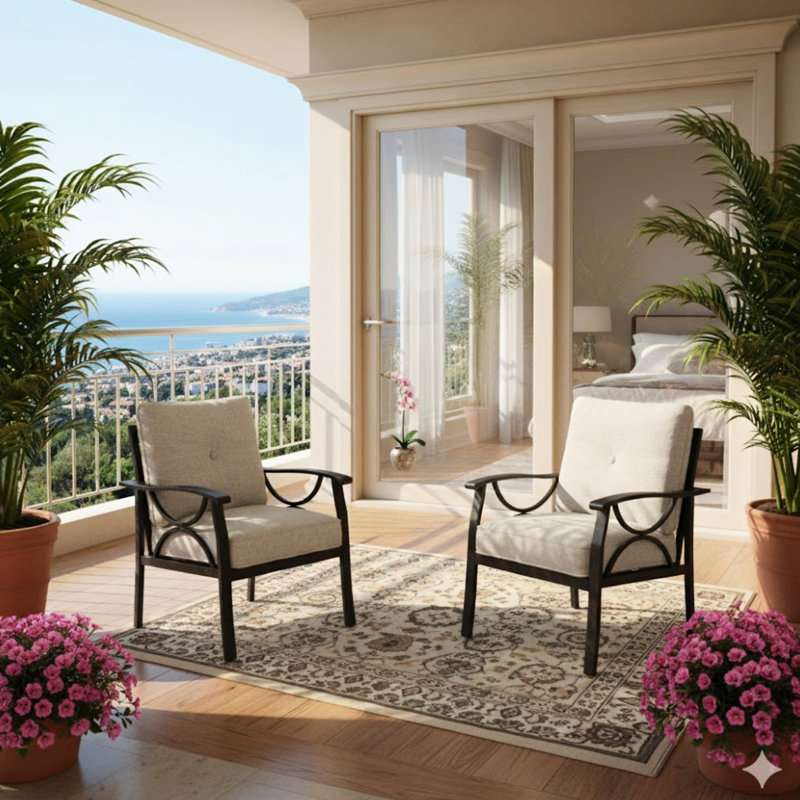 Fauteuils simples toutes saisons avec ergonomique, rouille, idéal pour les cours et les jardins avec 2 housses hydrofuges et patios