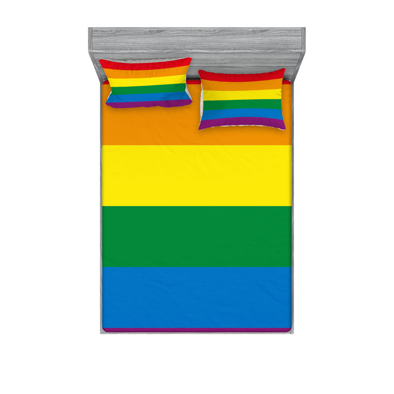 Multicolore ensemble de draps et taies décoratives Ambesonne Rainbow, Ensemble de draps pour très grand lit californien