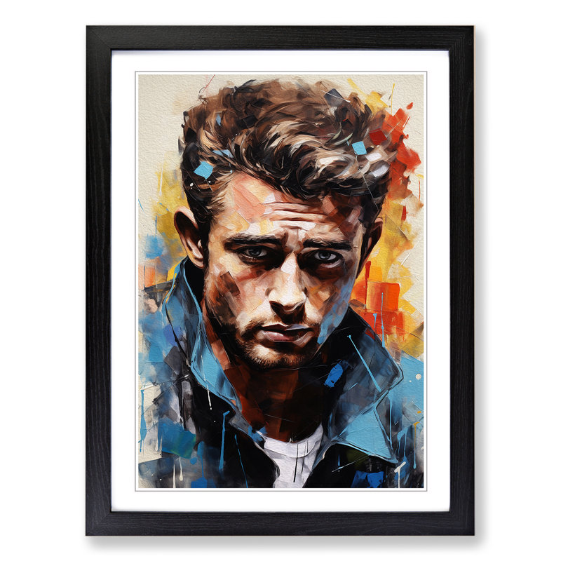 James Dean Expressionism - Single Picture Frame Print on Wood, Black, 34cm H x 25cm W x 2cm D
