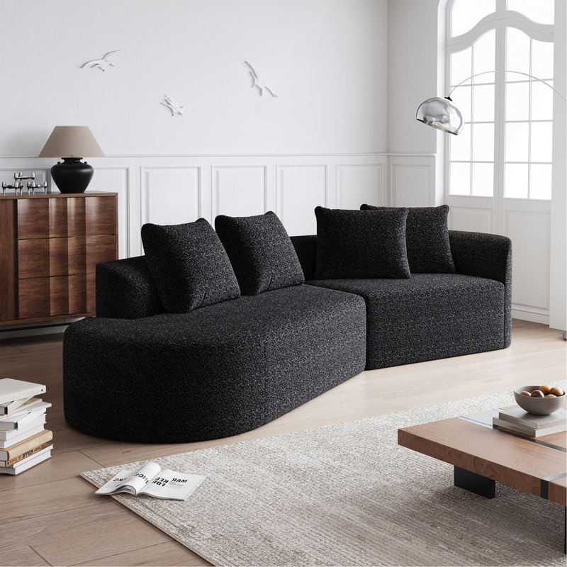 Canapé modulaire surdimensionné en chenille moderne avec sièges très profonds et larges, 4 coussins décoratifs et une combinaison gratuite pour le salon ou la chambre à coucher