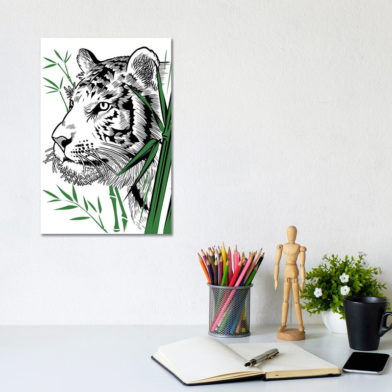 Bamboo Tiger 1 Piece Wrapped Canvas Wall Art, 30.48cm H x 20.32cm W