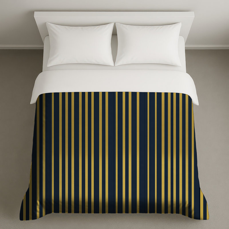 Black Gold Stripes Bedding Pattern Duvet Cover Art Deco, Twin